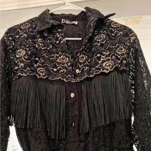 Amazing 80’s Western Lace and Fringe Dress!!